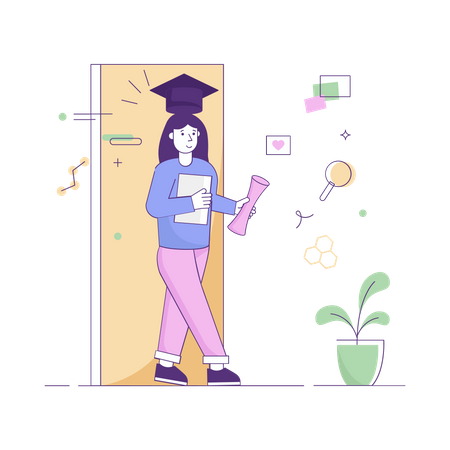 Girl feeling happy on convocation  Illustration