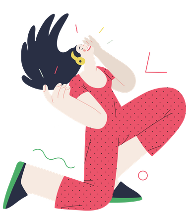 Girl feeling happy while listening to music  Illustration