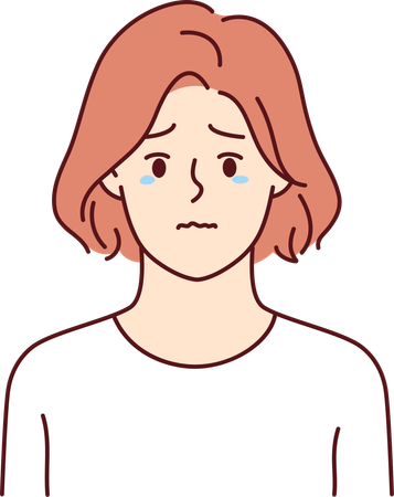 Girl feeling sad while crying  Illustration