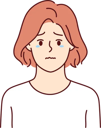 Girl feeling sad while crying  Illustration