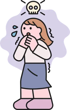 Girl feeling scary while crying  Illustration