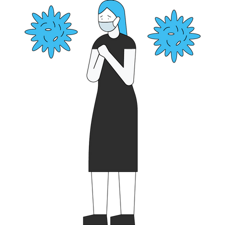 Girl feeling sick due to coronavirus Illustration
