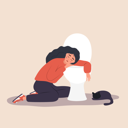 Girl feeling sick  Illustration