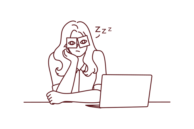 Girl feeling sleepy Illustration