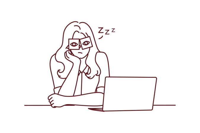 Girl feeling sleepy Illustration