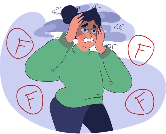 Girl feeling stress for failure  Illustration