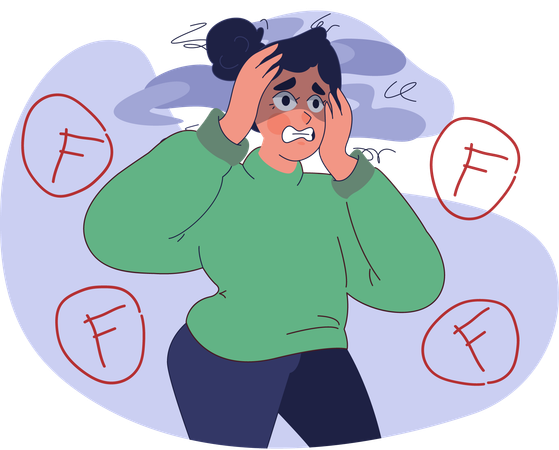 Girl feeling stress for failure  Illustration