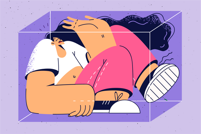 Girl  feeling tired  Illustration