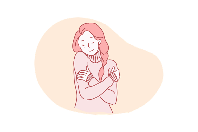 Girl feels cozy  Illustration