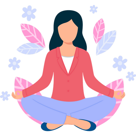 Girl feels relaxed by yoga  Illustration
