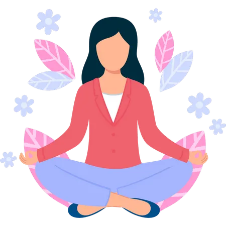 Girl feels relaxed by yoga  Illustration