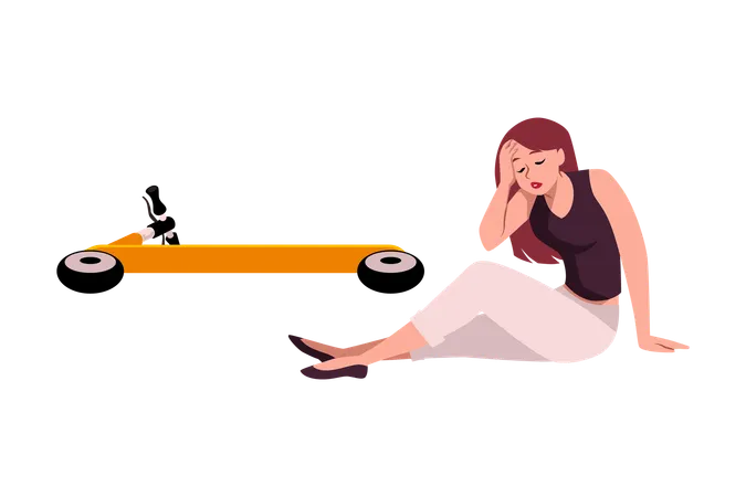 Girl fell from the scooter accident  Illustration