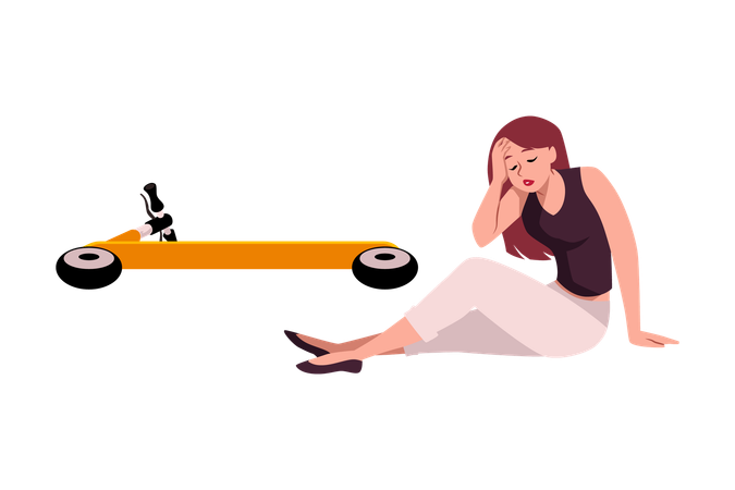 Girl fell from the scooter accident  Illustration