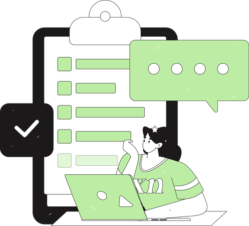 Girl filling Customer Feedback Form  Illustration