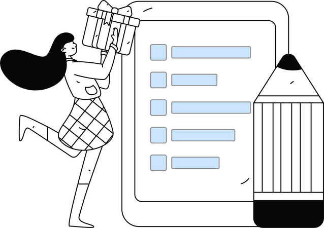 Girl filling Customer Feedback Form  Illustration
