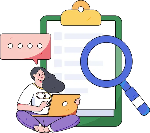 Girl filling online feedback form  Illustration