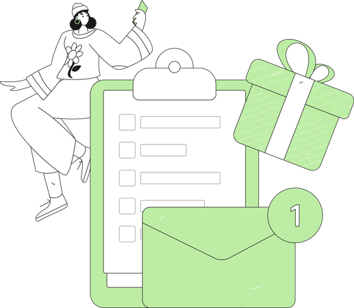 Girl filling questionnaire form  Illustration