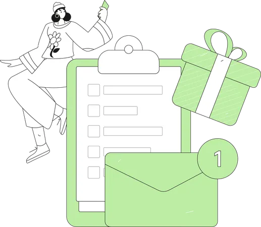 Girl filling questionnaire form  Illustration