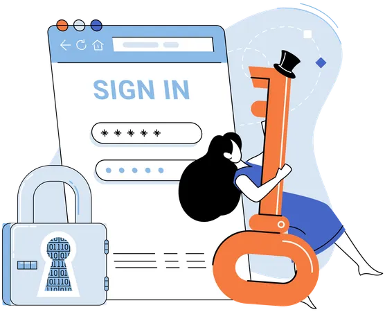 Girl filling sign in page  Illustration