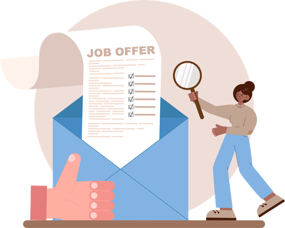 Girl find job offer letter  Illustration