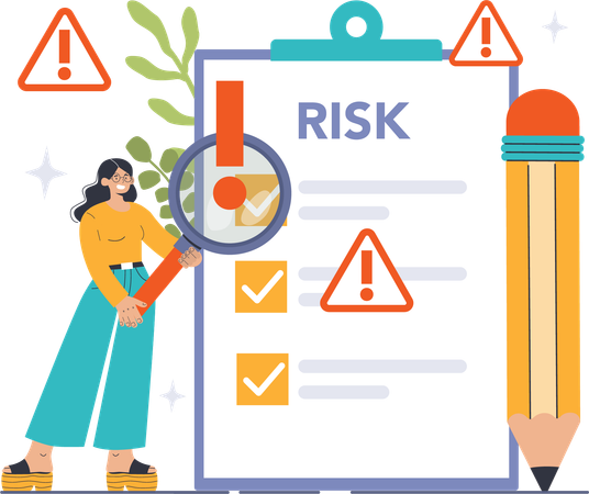 Girl find  risk management list  일러스트레이션