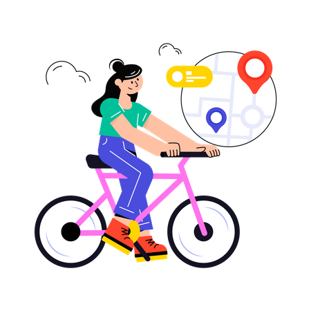 Girl find travel Route Tracking Illustration