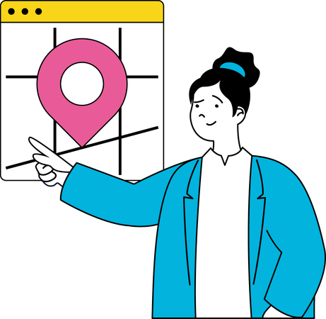 Girl finding delivery route  Illustration