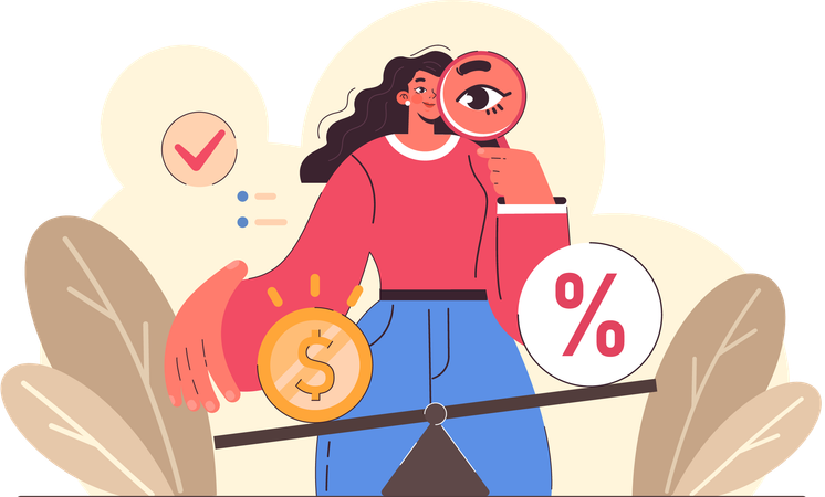 Girl finding financial balance  Illustration