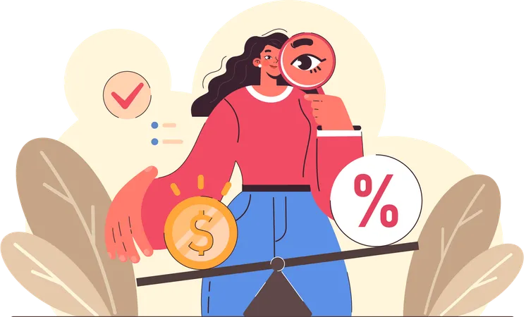 Girl finding financial balance  Illustration