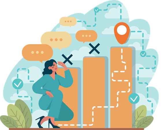 Girl finding growth location  Illustration