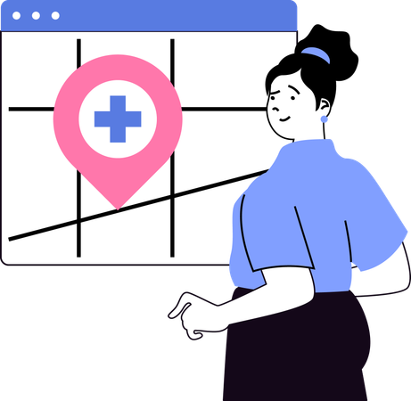 Girl finding hospital location  Illustration