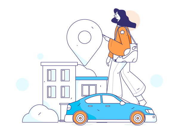 Girl finding hotel location  Illustration