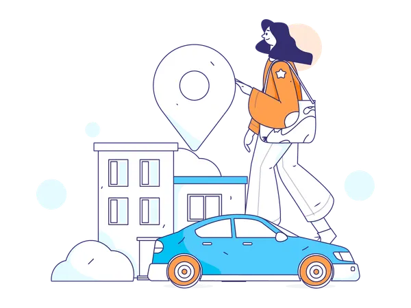 Girl finding hotel location  Illustration