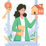 illustration for girl looking for accommodation