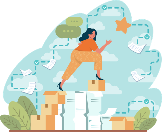 Girl finding network  Illustration