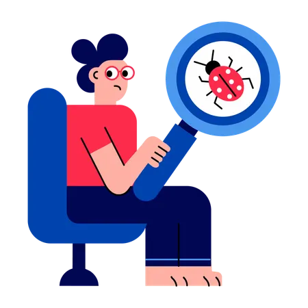 Girl finding online bug  Illustration