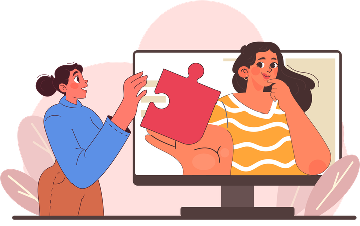 Girl finding online business solution  Illustration