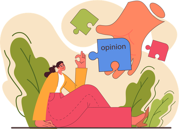 Girl finding opinion solution  Illustration