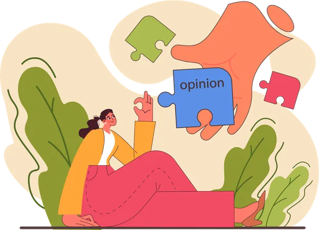 Girl finding opinion solution  Illustration