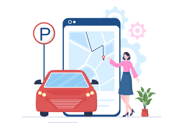 Girl finding parking slot  Illustration