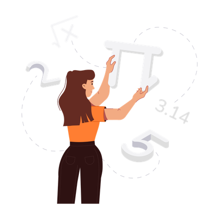 Girl finding pi value  Illustration