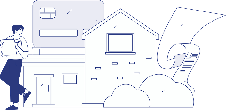 Girl finding property online  Illustration