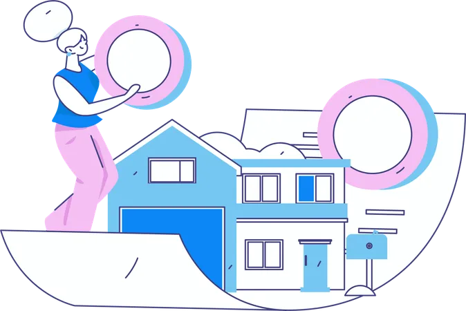 Girl finding property online  Illustration