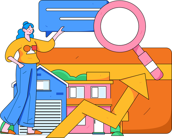 Girl finding property online  Illustration