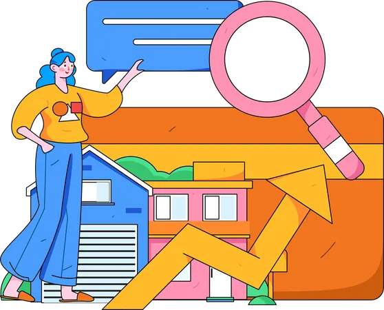 Girl finding property online  Illustration