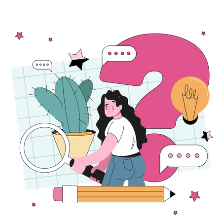 Girl finding query  Illustration