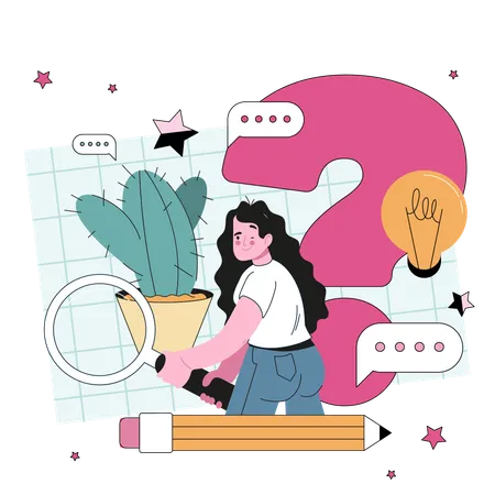 Girl finding query  Illustration