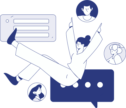 Girl finding recruitment solution  Illustration