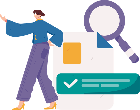Girl finding report online  Illustration