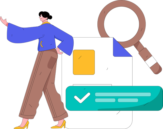 Girl finding report online  Illustration